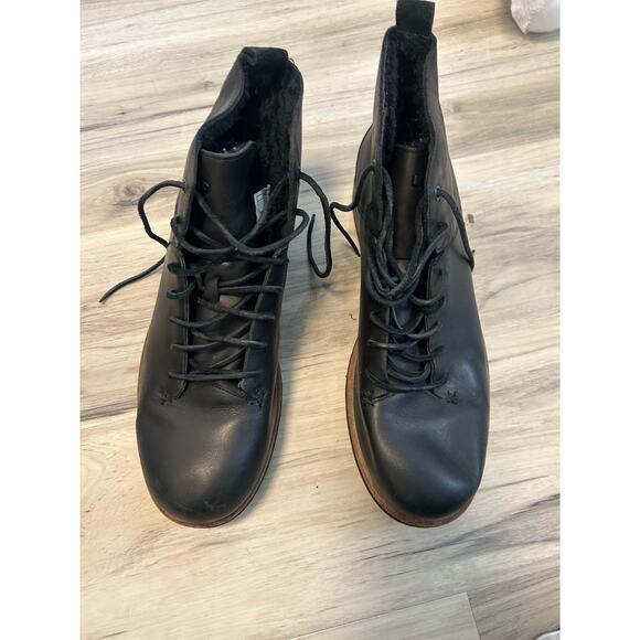 UGG Mens Keaton Boot Size 12 Black Leather Lace Up Plain Toe Work Comfy main image 7